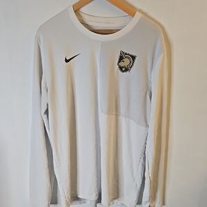Nike Men’s Long-Sleeve White Performance Shirt with Army Emblem